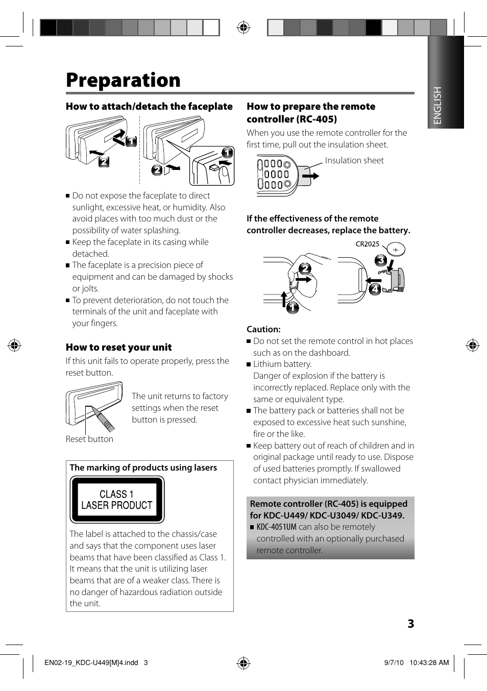 Preparation | Kenwood KDC-4051UM User Manual | Page 3 / 19