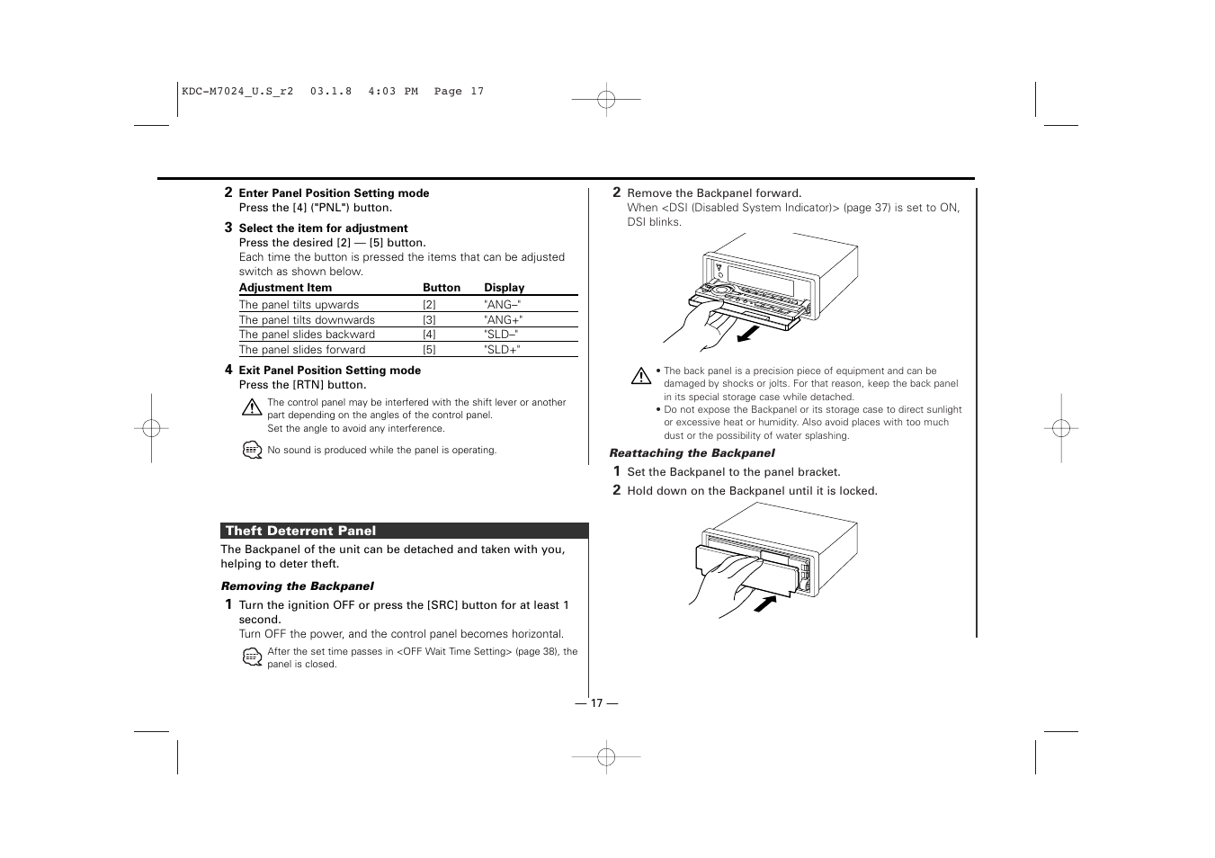 Kenwood KDC-M7024 User Manual | Page 17 / 52