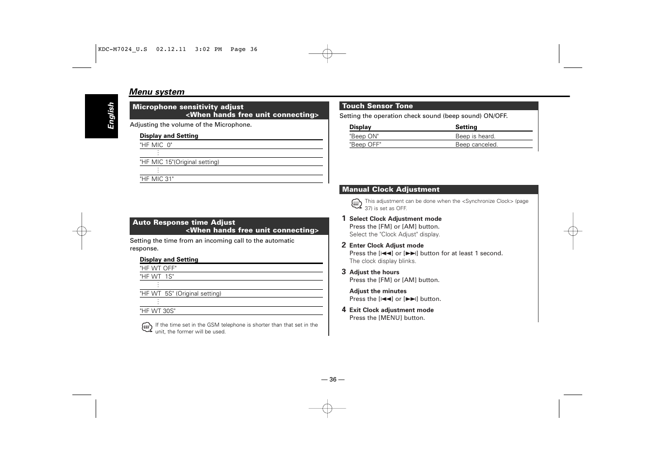 Kenwood KDC-M7024 User Manual | Page 36 / 52