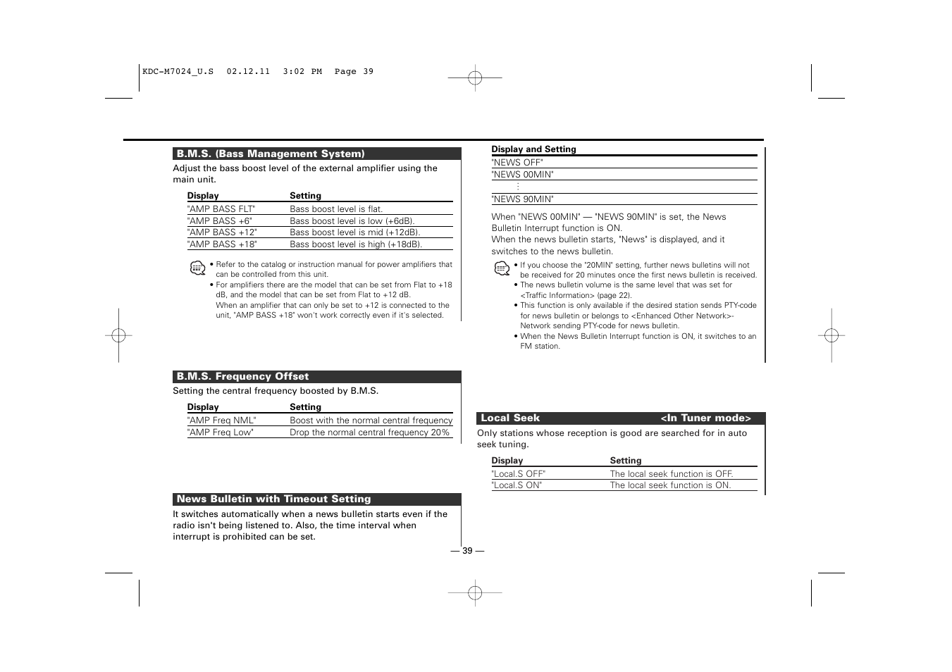 Kenwood KDC-M7024 User Manual | Page 39 / 52