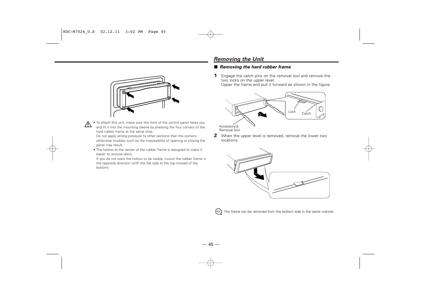 Removing the unit | Kenwood KDC-M7024 User Manual | Page 45 / 52