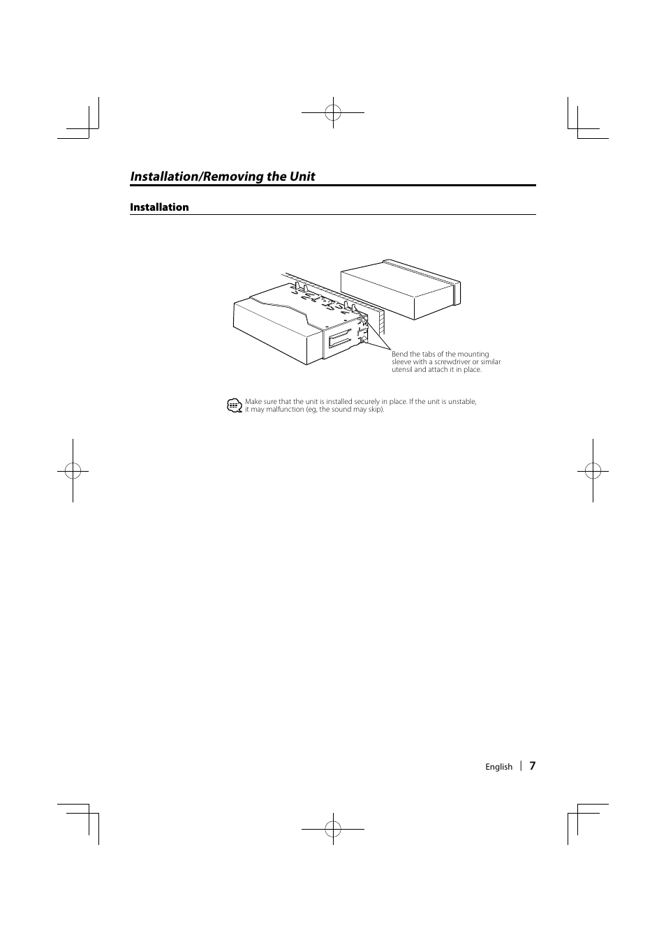 Installation/removing the unit | Kenwood KVT-536DVDM User Manual | Page 7 / 12