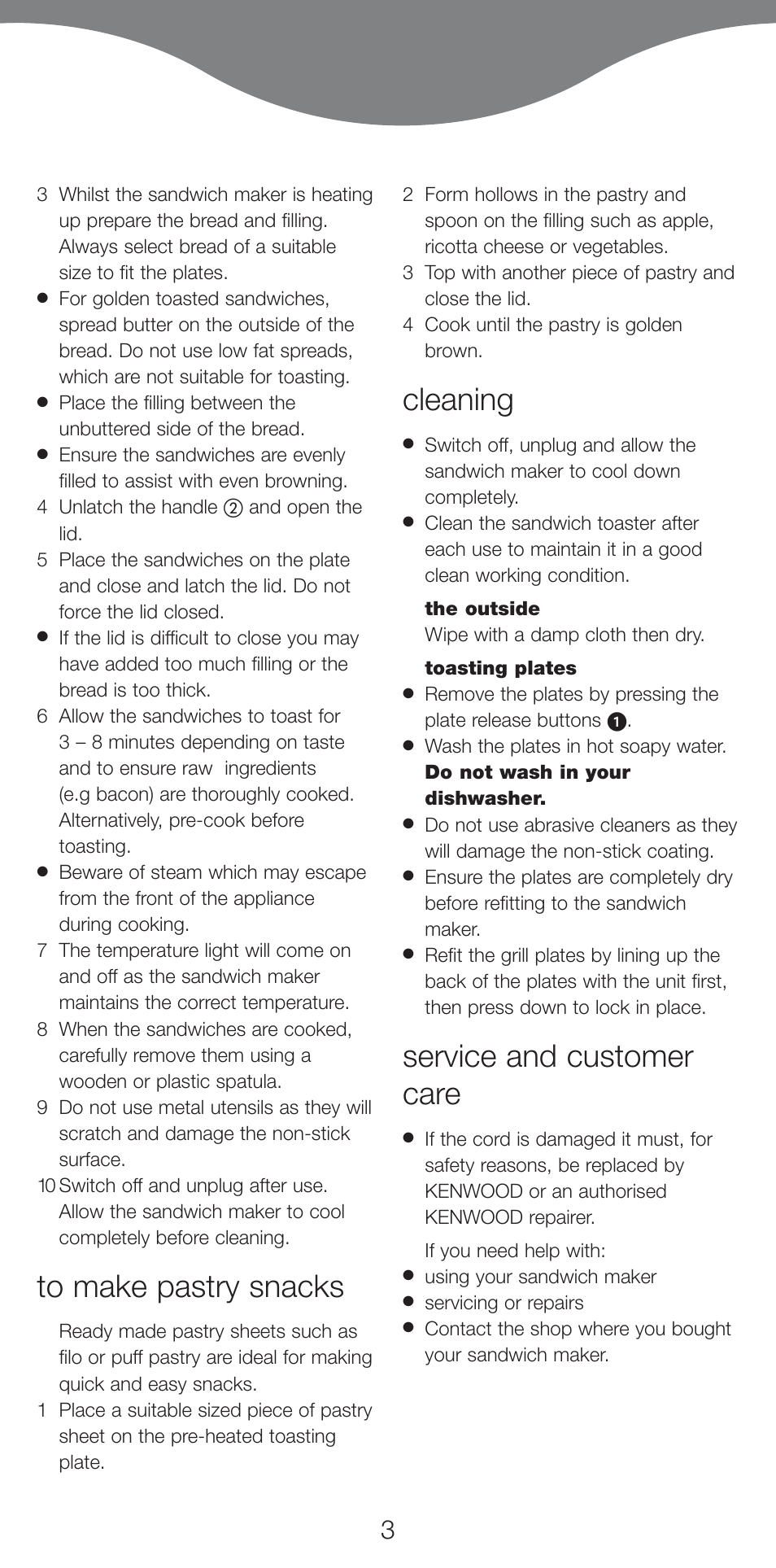 Cleaning, Service and customer care | Kenwood SM420 User Manual | Page 6 / 42