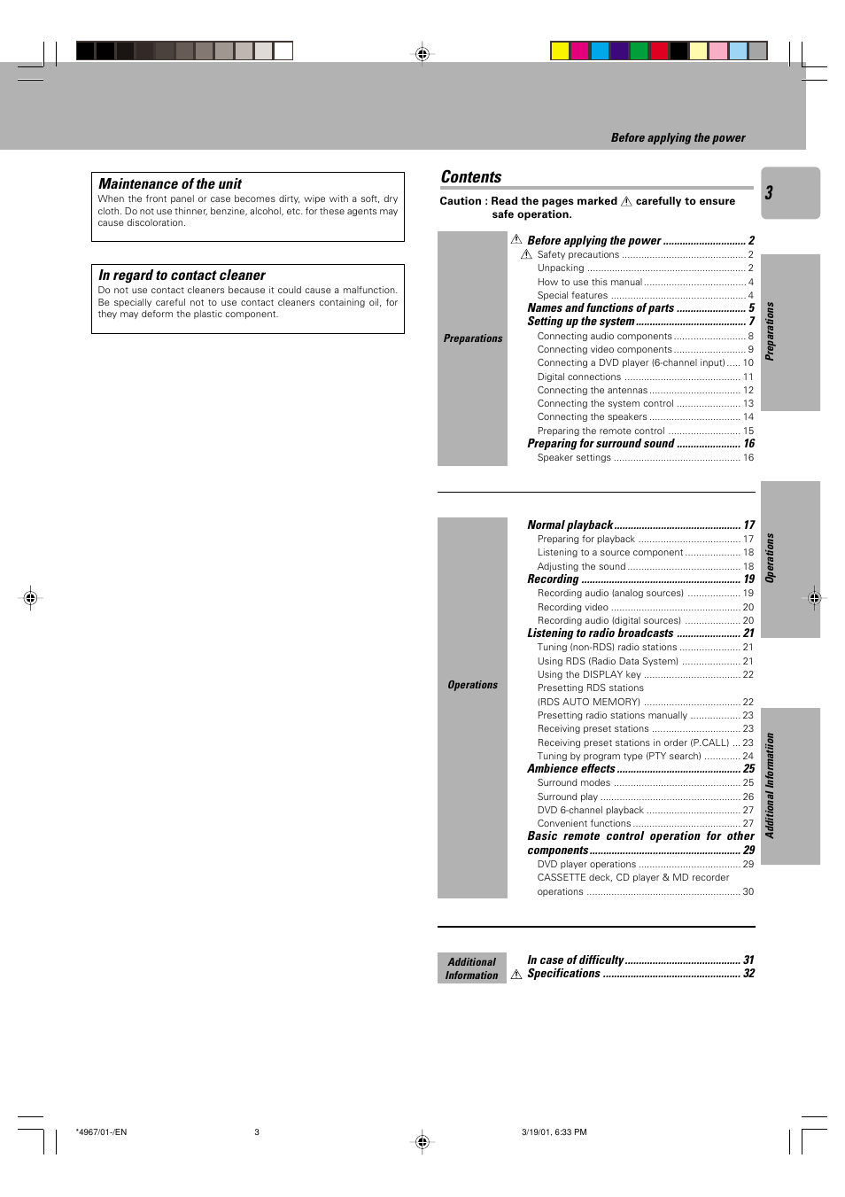 Kenwood KRF-V4550D User Manual | Page 3 / 32