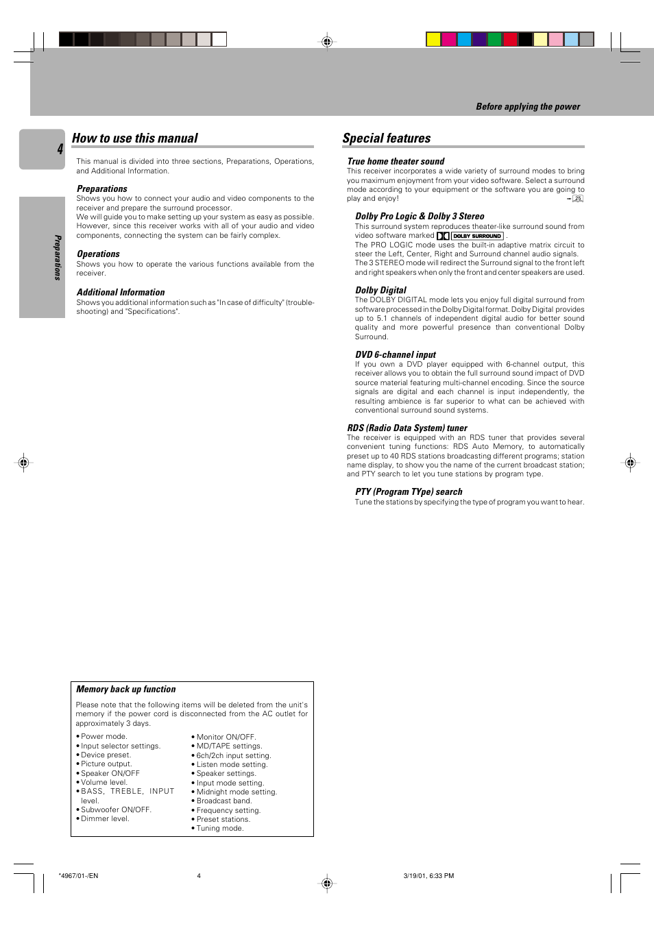 How to use this manual, Special features, Special features how to use this manual | Kenwood KRF-V4550D User Manual | Page 4 / 32