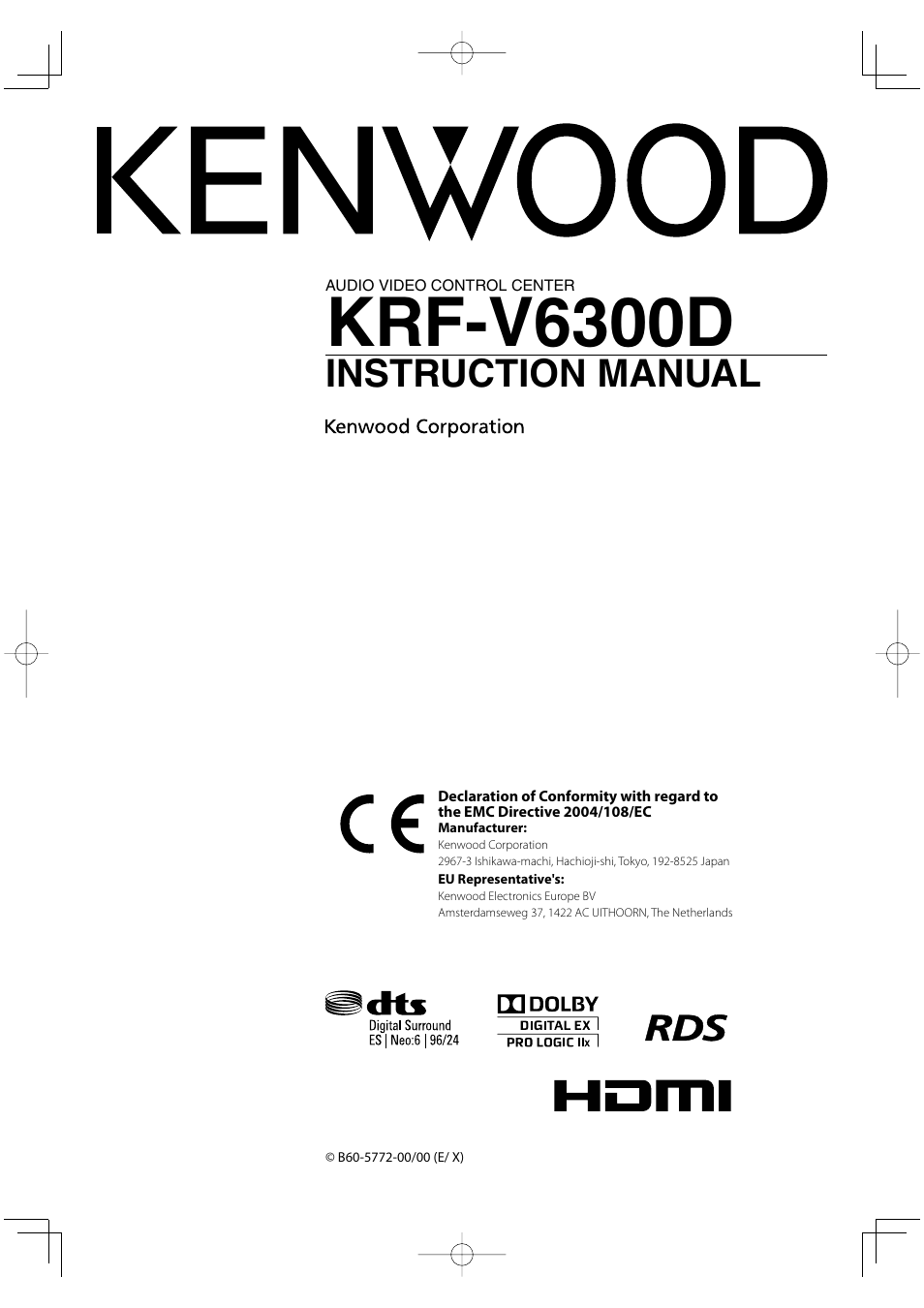 Kenwood KRF-V6300D User Manual | 48 pages