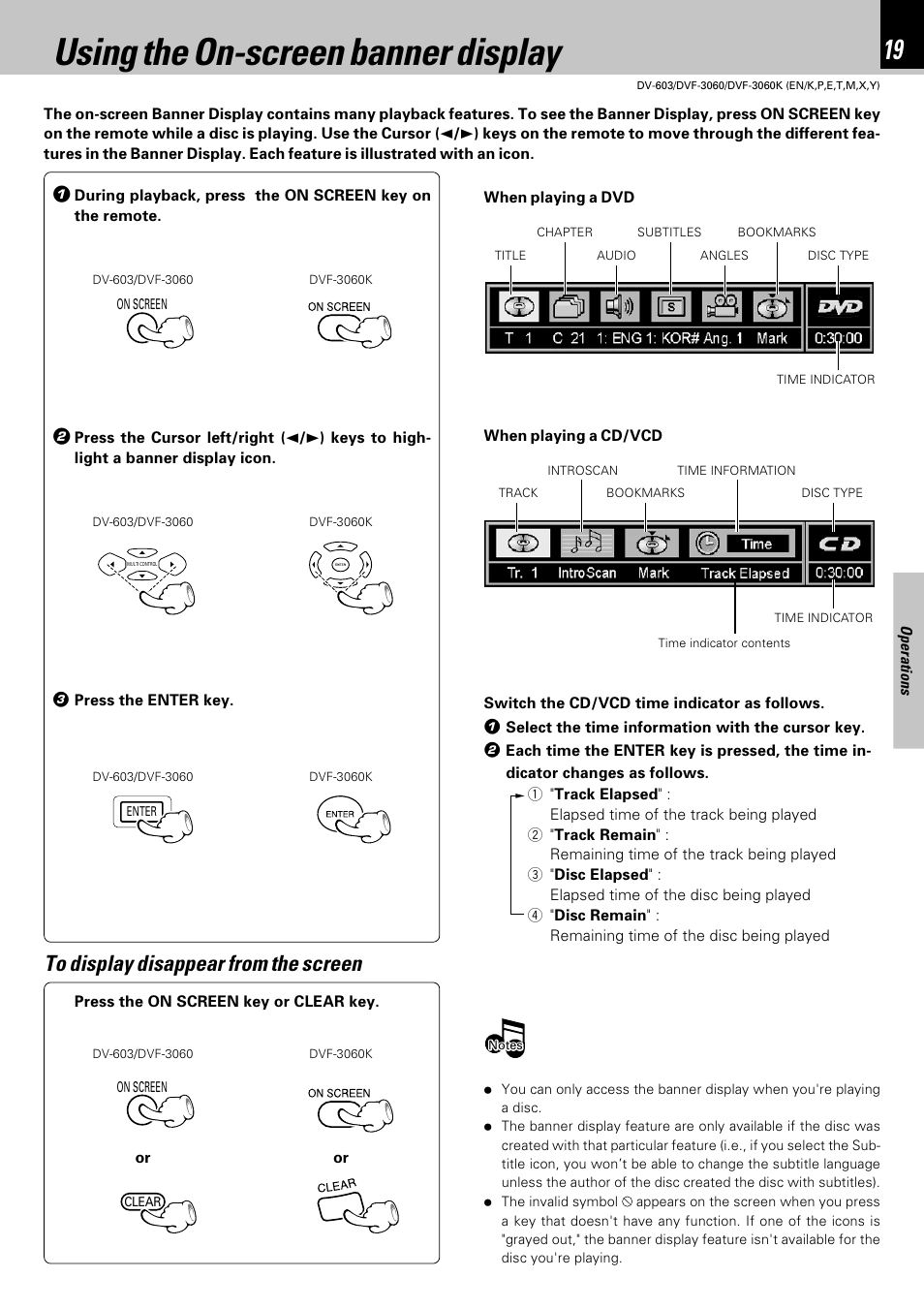 Using the on-screen banner display | Kenwood DVF-3060 User Manual | Page 19 / 48