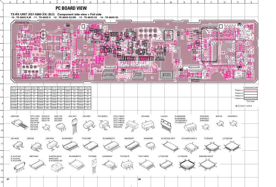 Pc board view | Kenwood TK-862G User Manual | Page 32 / 36