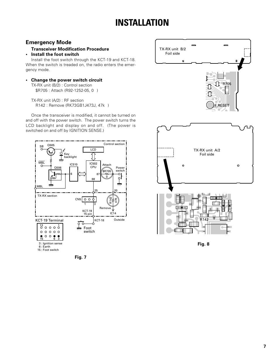 Emergency mode, Installation | Kenwood TK-862G User Manual | Page 7 / 36