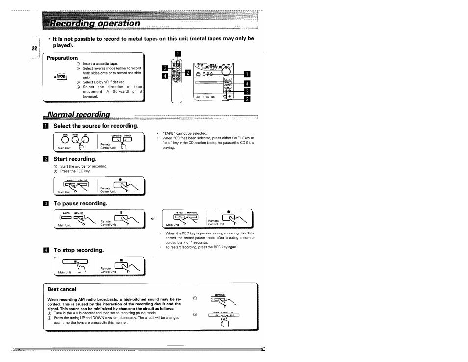 Select the source for recording, Start recording | Kenwood MS-A5 User Manual | Page 22 / 32