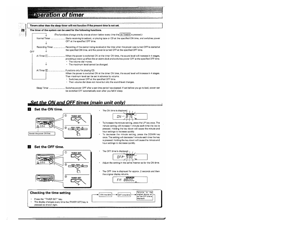 Set the on time, Set the off time | Kenwood MS-A5 User Manual | Page 28 / 32