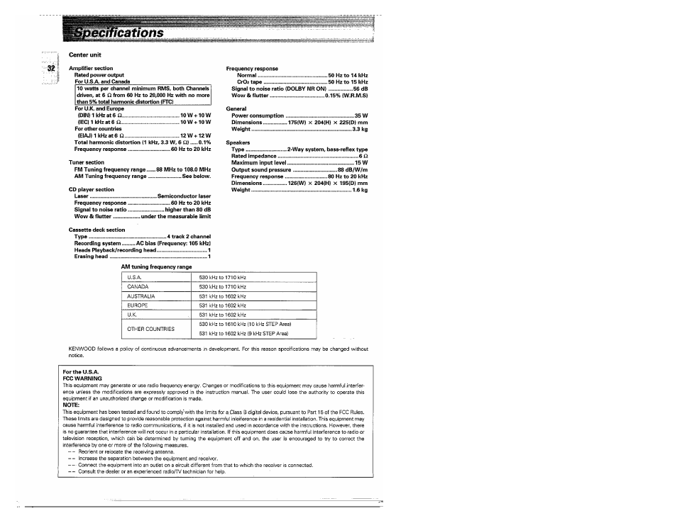 Kenwood MS-A5 User Manual | Page 32 / 32