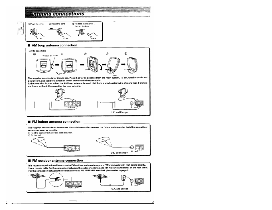 Fm indoor antenna connection | Kenwood MS-A5 User Manual | Page 8 / 32