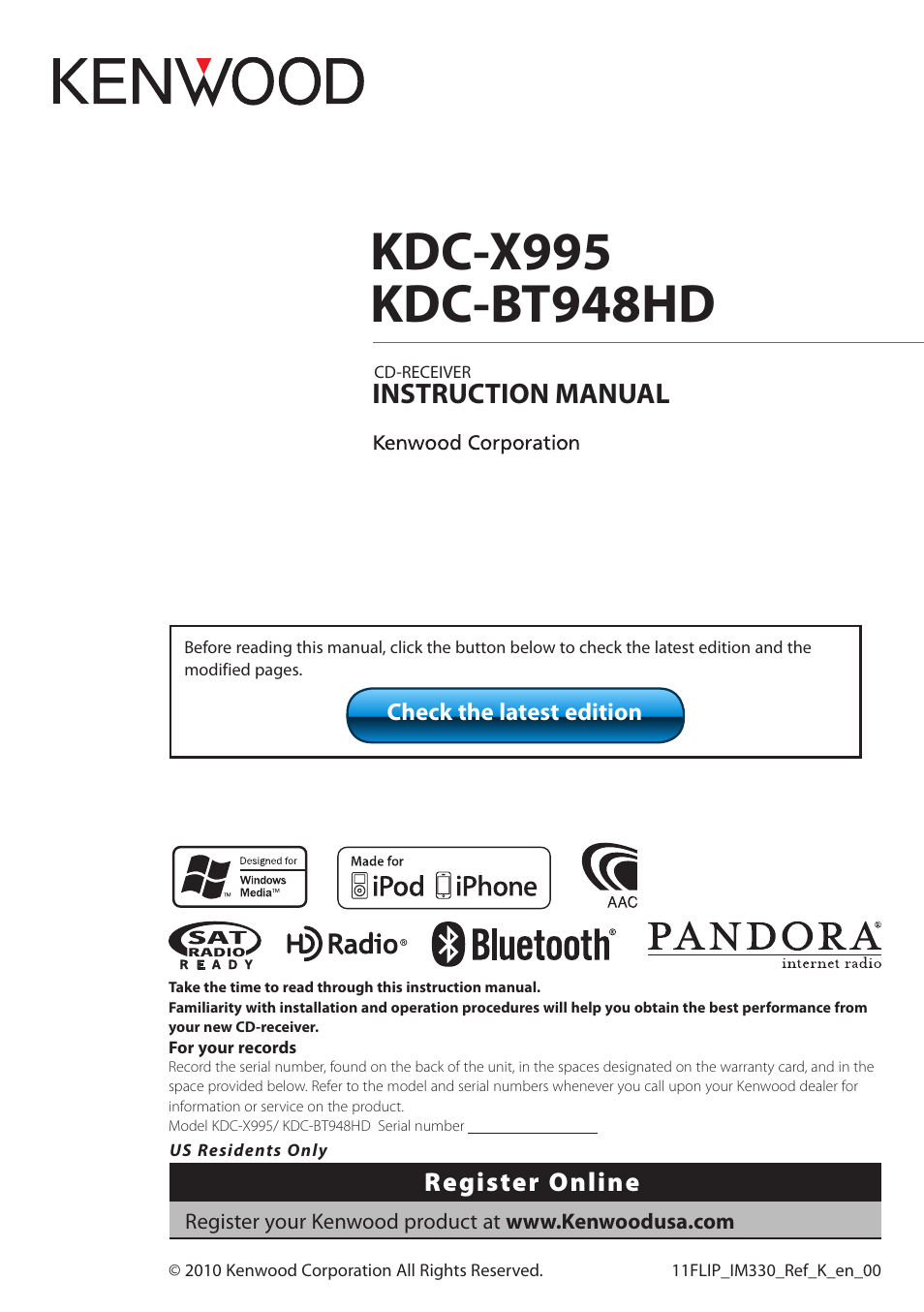 Kenwood KDC BT948HD User Manual | 76 pages