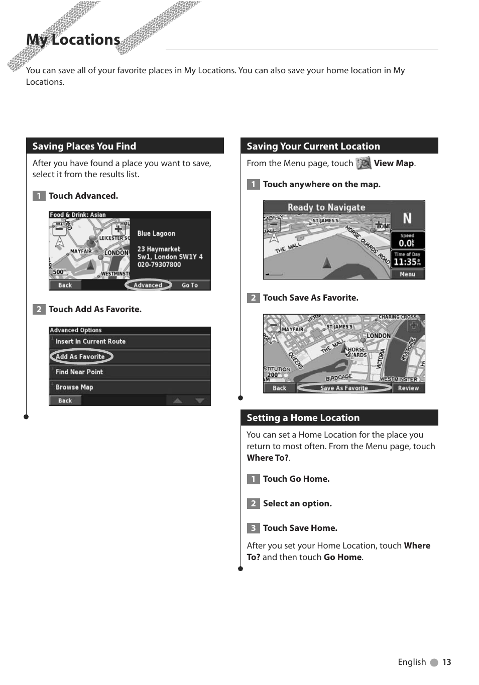 My locations | Kenwood DNX5240BT User Manual | Page 13 / 28