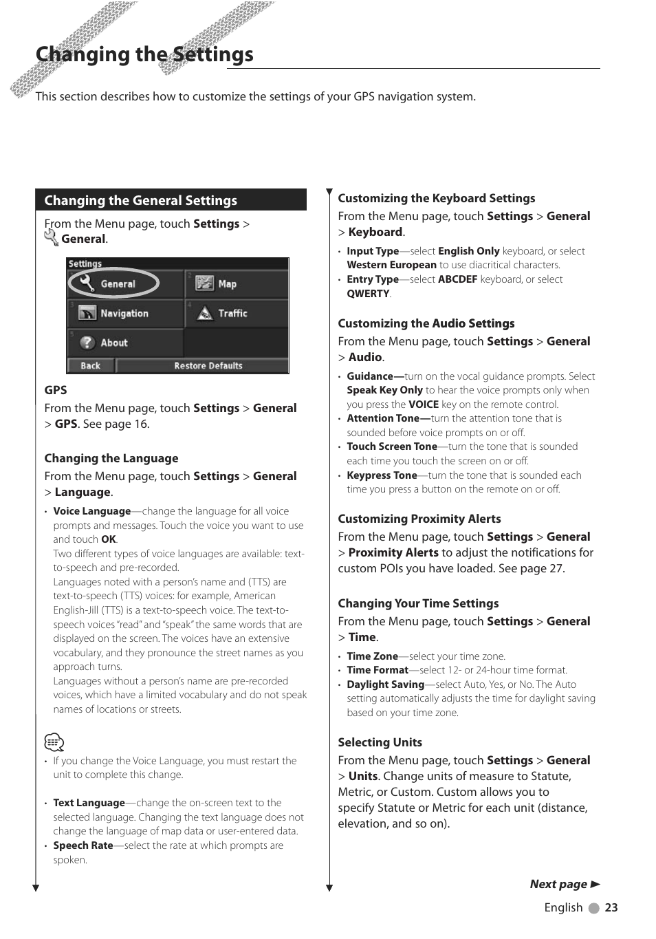 Changing the settings | Kenwood DNX5240BT User Manual | Page 23 / 28