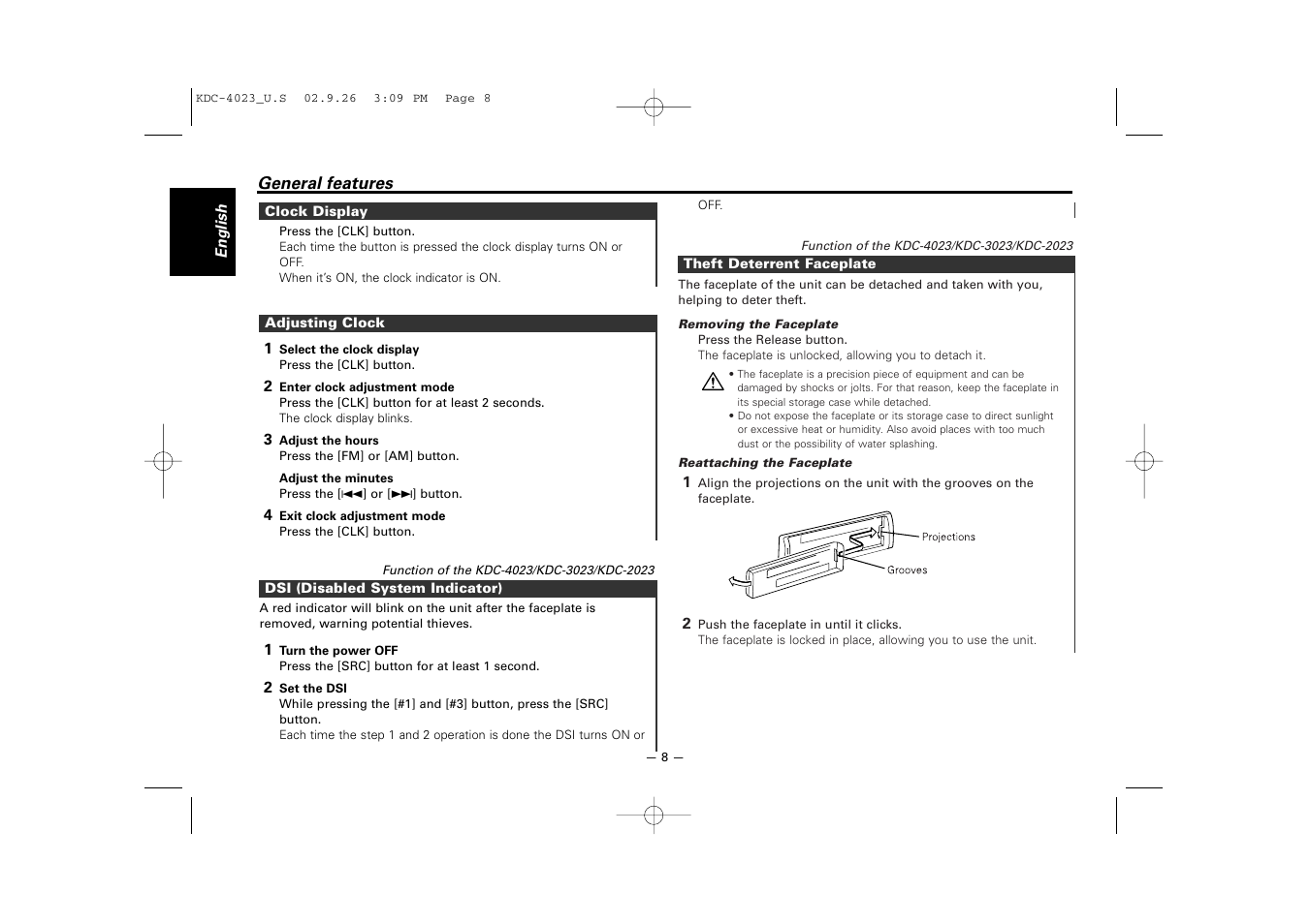 Kenwood KDC-3023 User Manual | Page 8 / 22