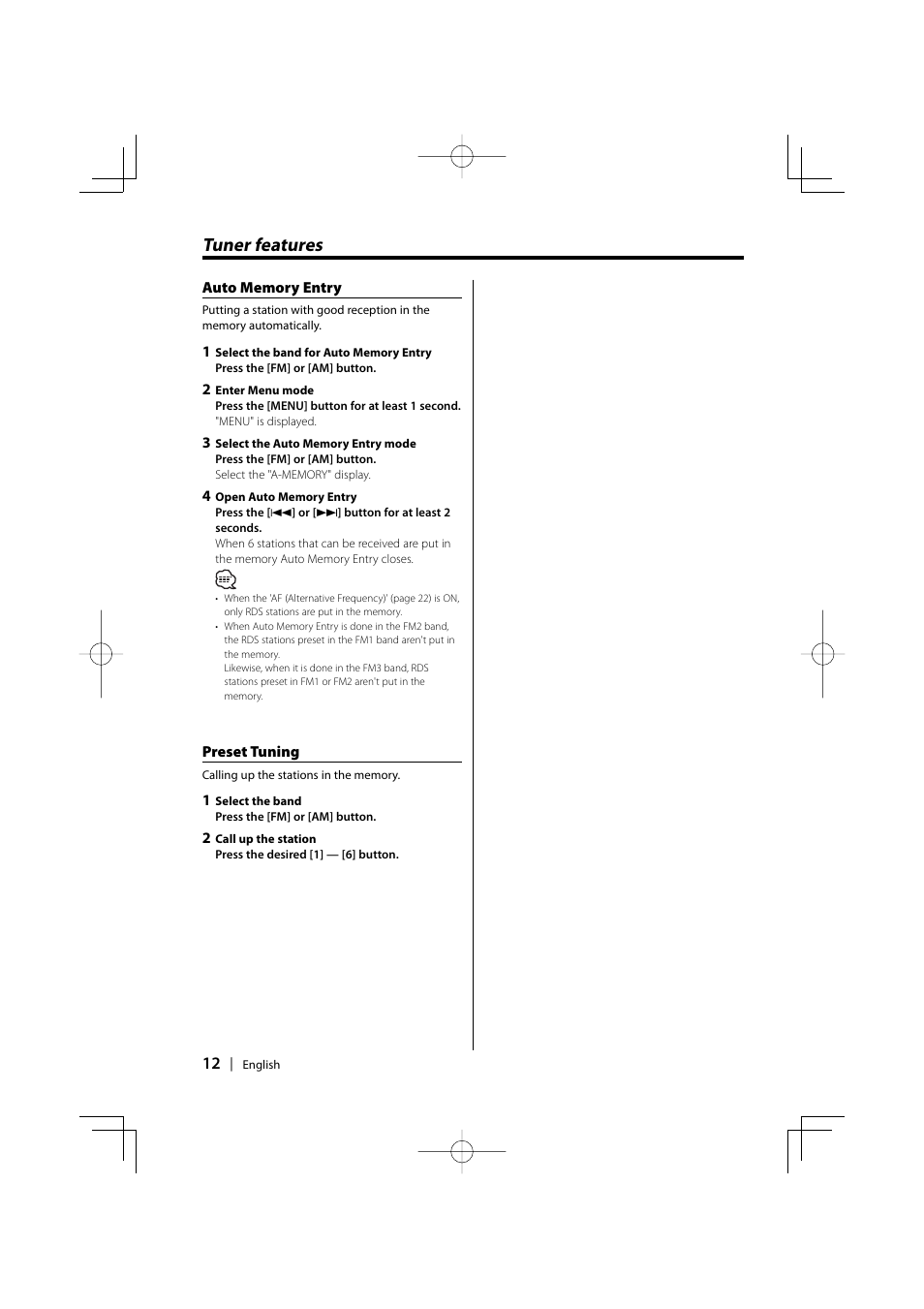 Tuner features | Kenwood KDC-5027 EN User Manual | Page 12 / 32