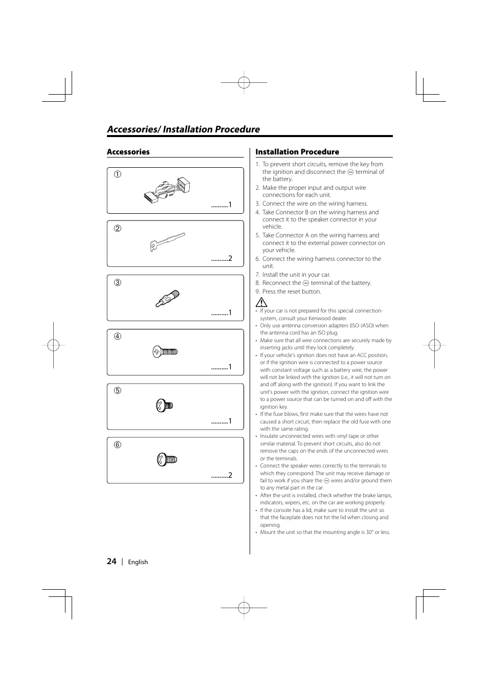 Accessories/ installation procedure | Kenwood KDC-5027 EN User Manual | Page 24 / 32