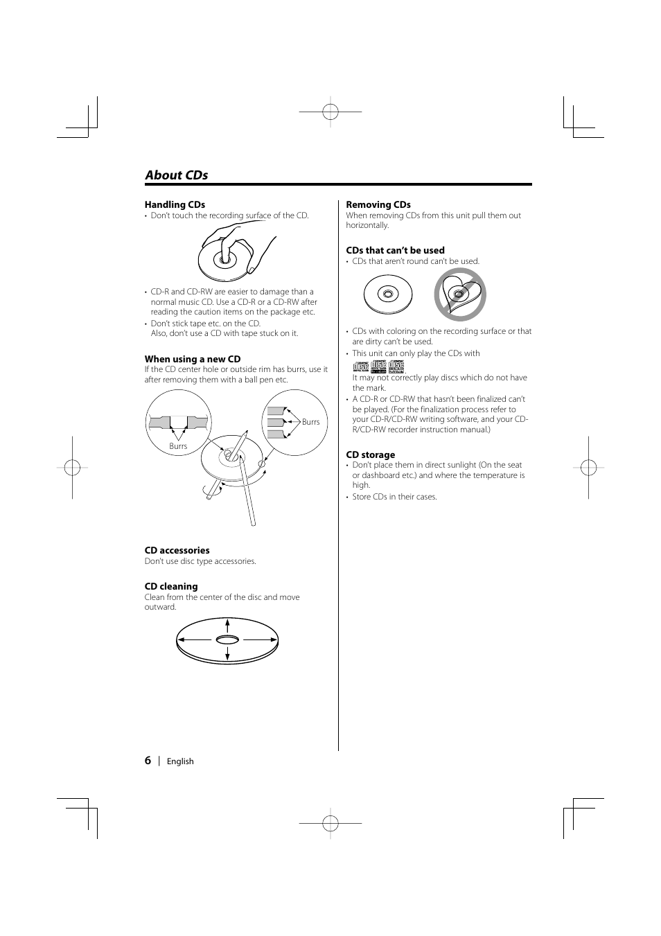 About cds | Kenwood KDC-5027 EN User Manual | Page 6 / 32