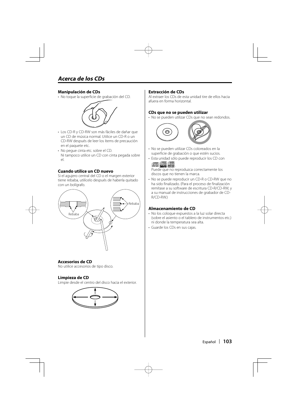 Acerca de los cds | Kenwood eXcelon KDC-X590 User Manual | Page 103 / 144