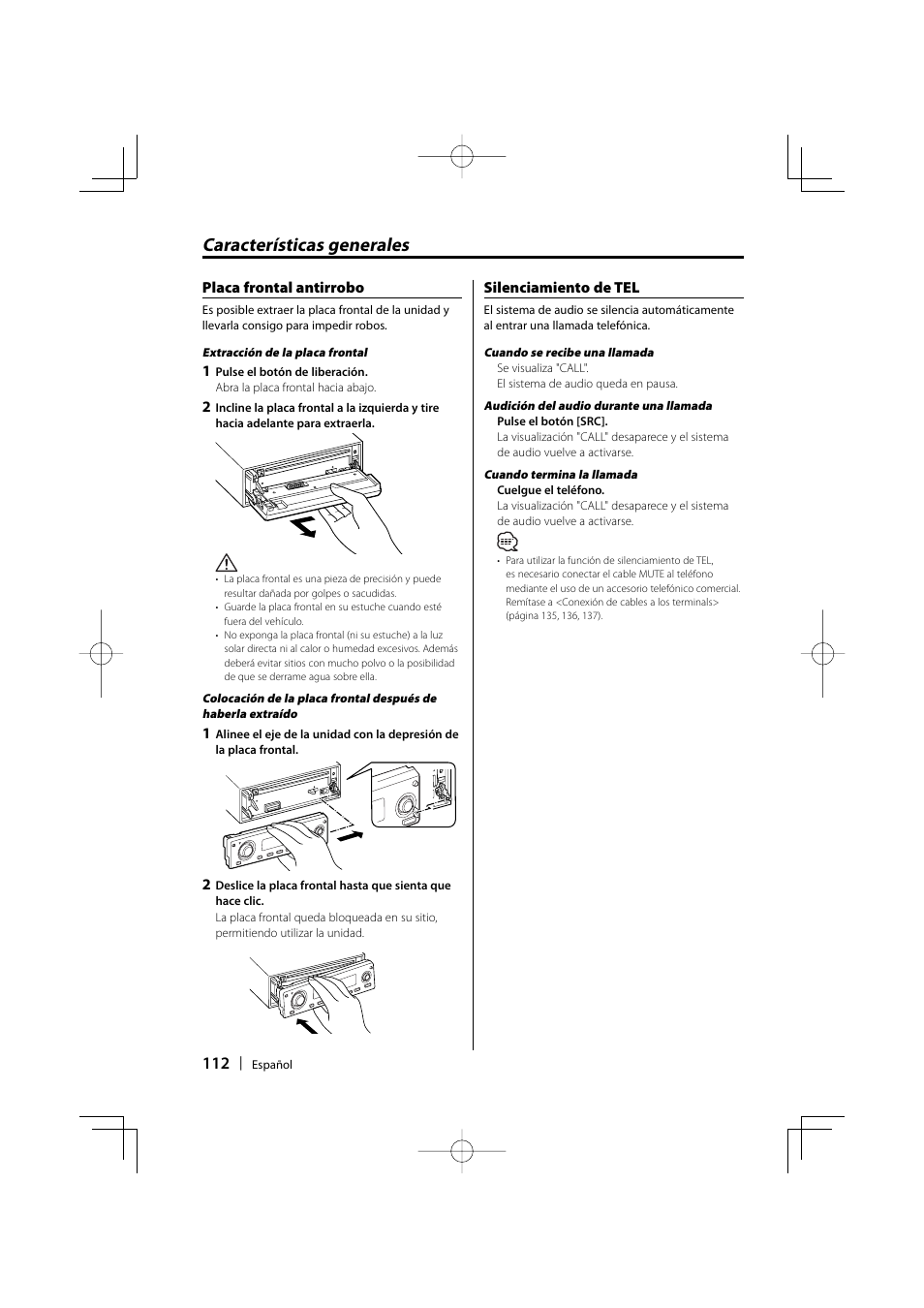 Características generales | Kenwood eXcelon KDC-X590 User Manual | Page 112 / 144