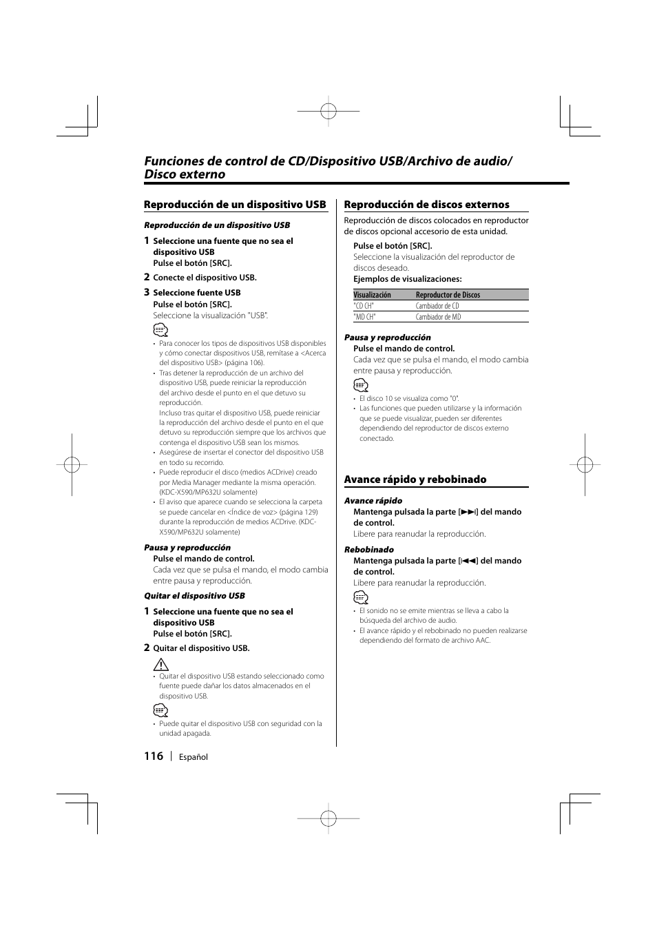 Kenwood eXcelon KDC-X590 User Manual | Page 116 / 144
