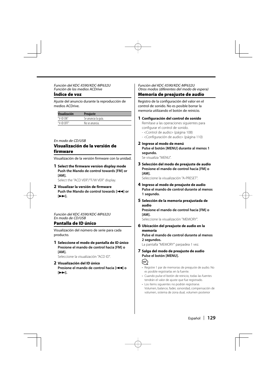 Kenwood eXcelon KDC-X590 User Manual | Page 129 / 144