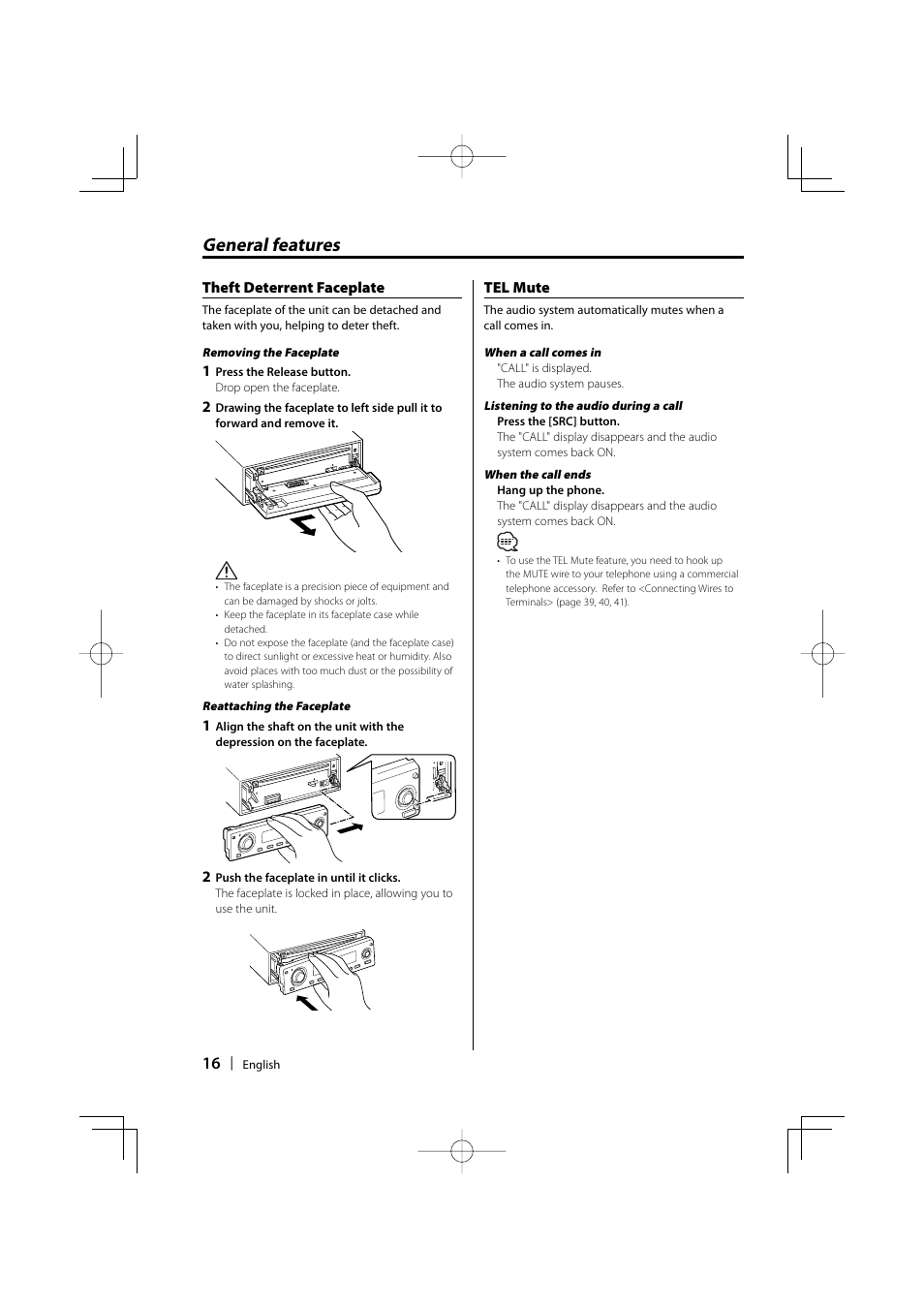 General features | Kenwood eXcelon KDC-X590 User Manual | Page 16 / 144