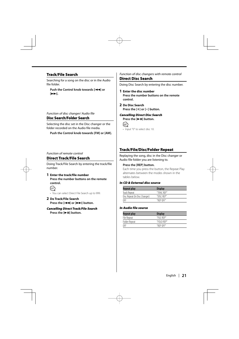 Kenwood eXcelon KDC-X590 User Manual | Page 21 / 144