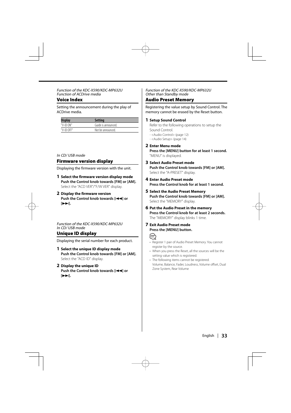 Kenwood eXcelon KDC-X590 User Manual | Page 33 / 144