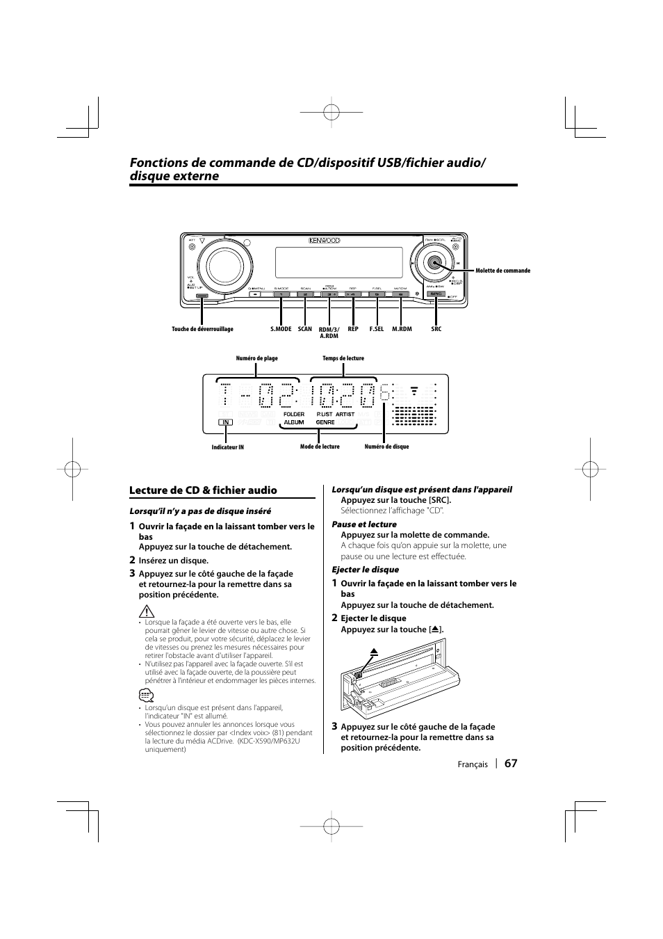 Lecture de cd & fichier audio | Kenwood eXcelon KDC-X590 User Manual | Page 67 / 144