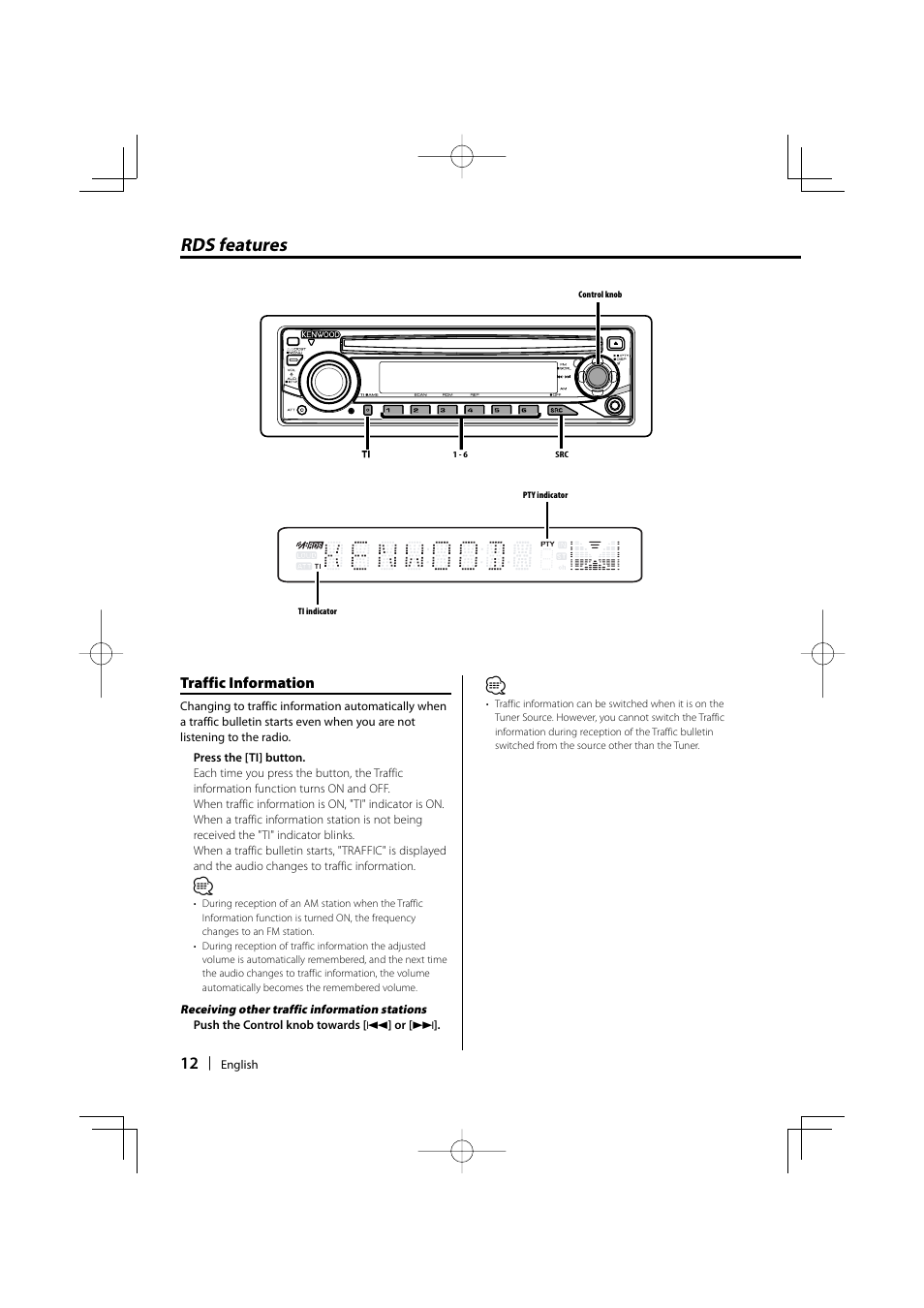 Rds features | Kenwood KDC-237 User Manual | Page 12 / 28