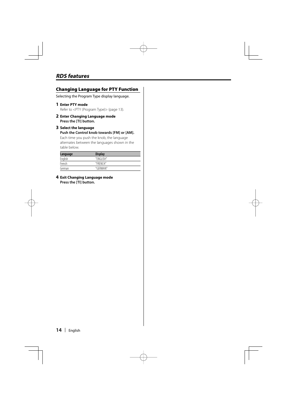 Rds features | Kenwood KDC-237 User Manual | Page 14 / 28