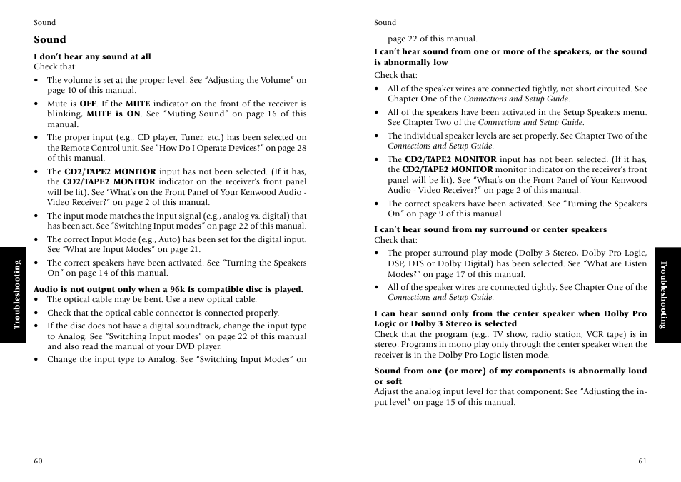 Sound, I don’t hear any sound at all | Kenwood KRF-V7773D User Manual | Page 36 / 40