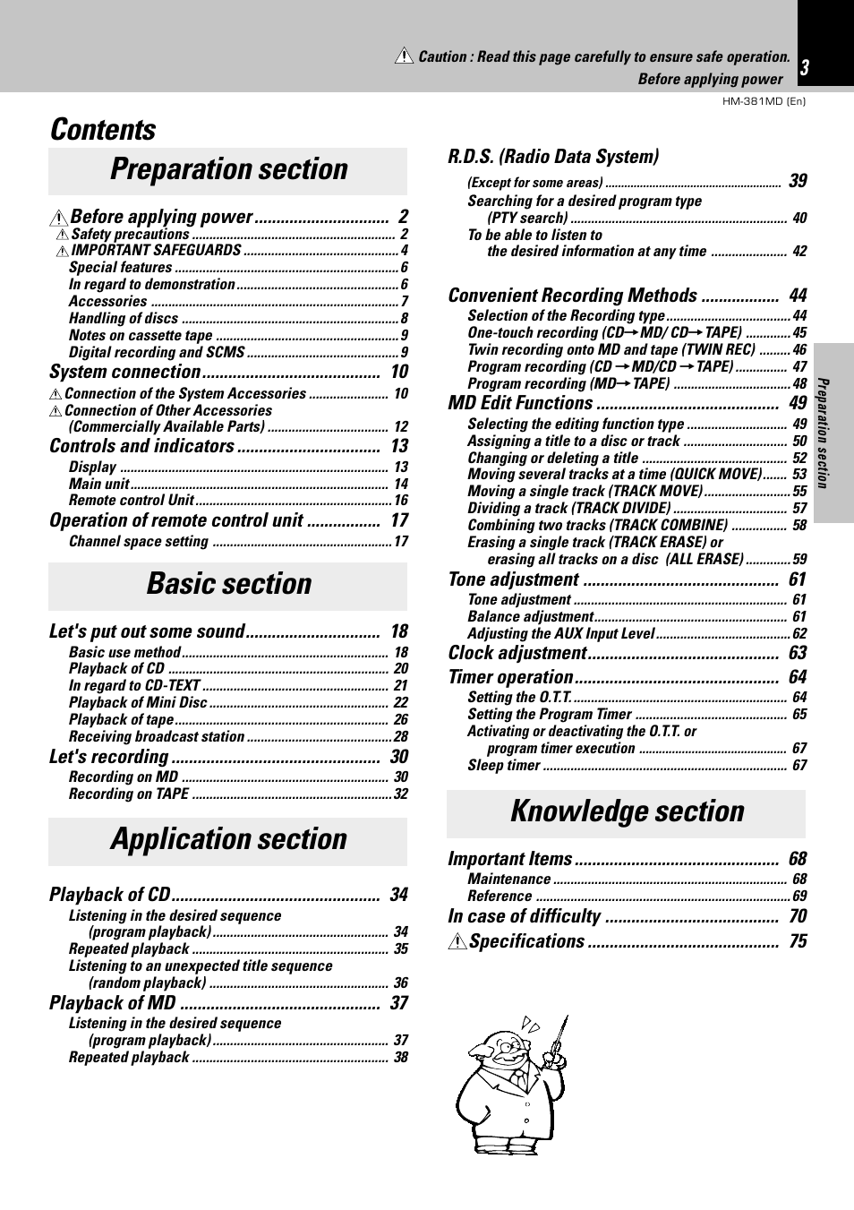 Kenwood HM-381MD User Manual | Page 3 / 76