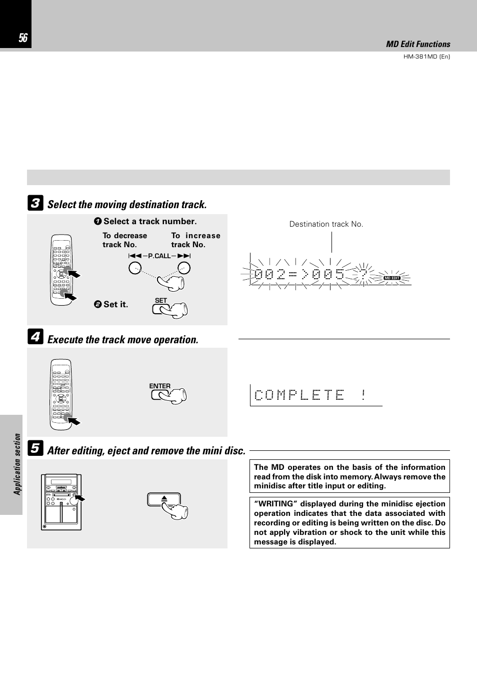 Select the moving destination track | Kenwood HM-381MD User Manual | Page 56 / 76