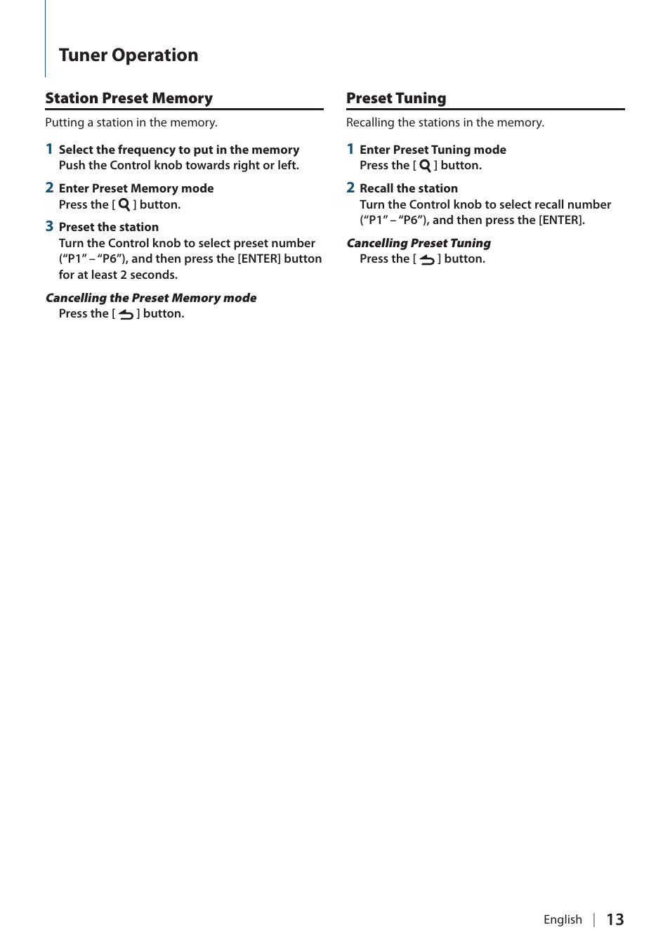 Tuner operation | Kenwood KDC-5047U User Manual | Page 13 / 41