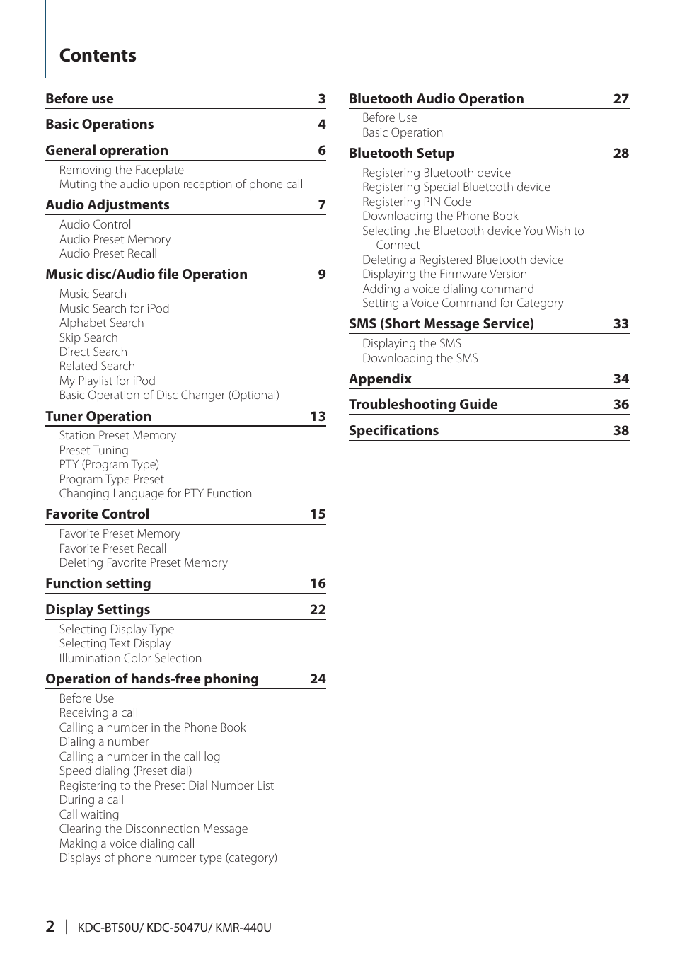 Kenwood KDC-5047U User Manual | Page 2 / 41