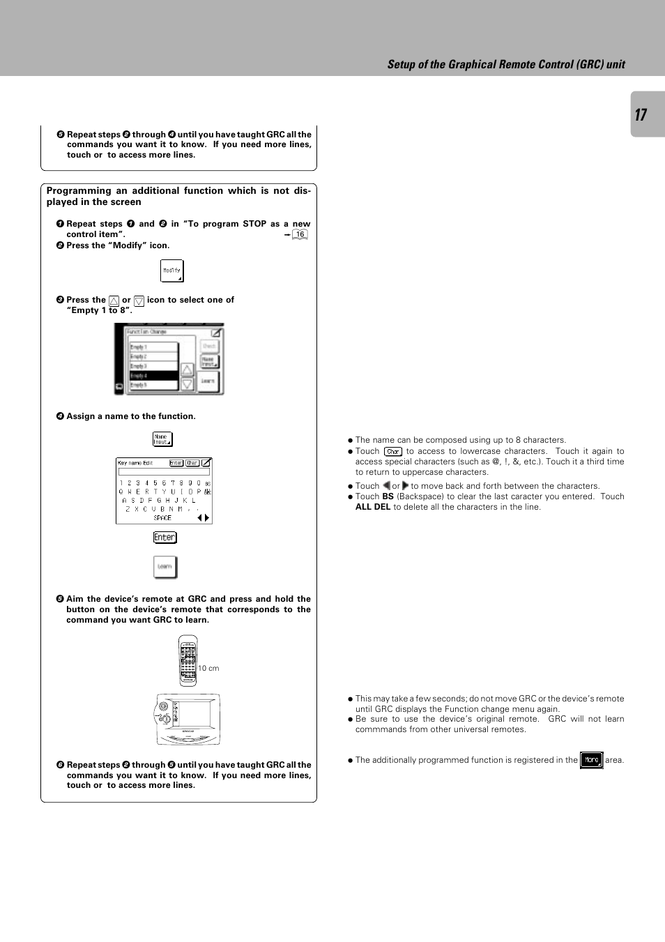 Setup of the graphical remote control (grc) unit | Kenwood C-V751 User Manual | Page 17 / 64