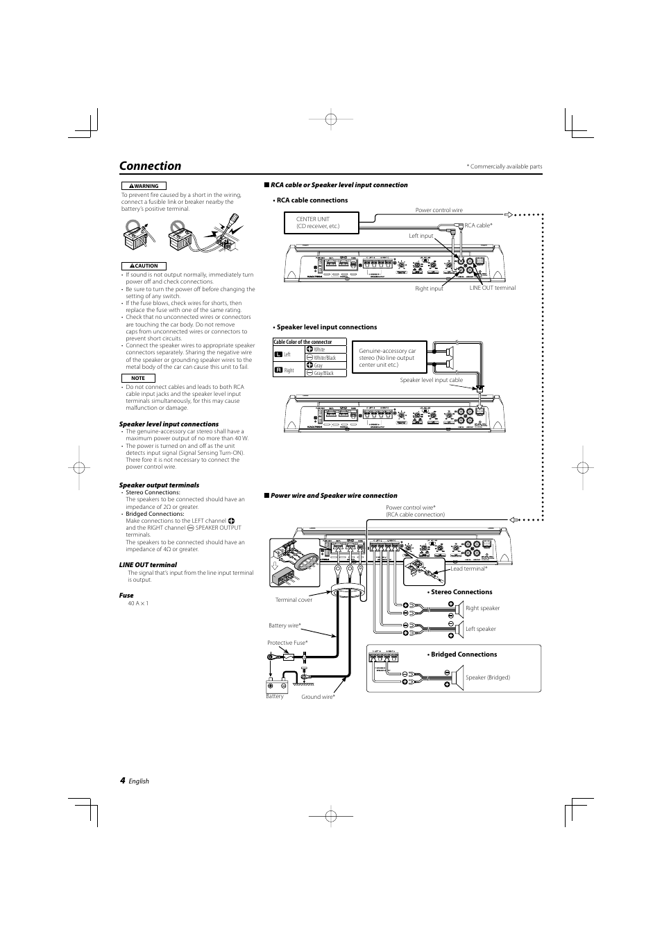 Connection | Kenwood KAC-7204 User Manual | Page 4 / 16