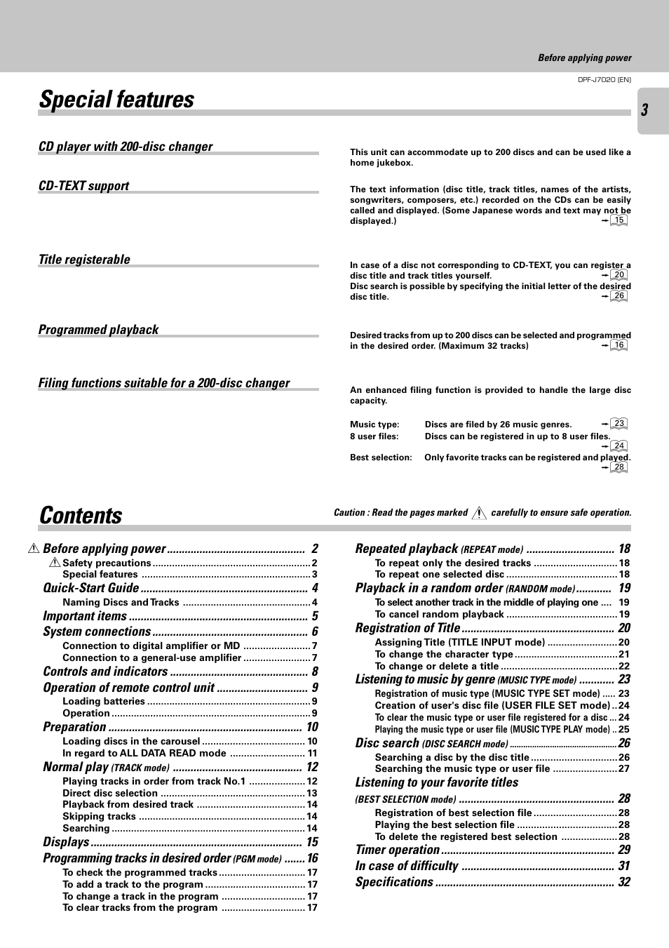 Kenwood DPF-J7020 User Manual | Page 3 / 32