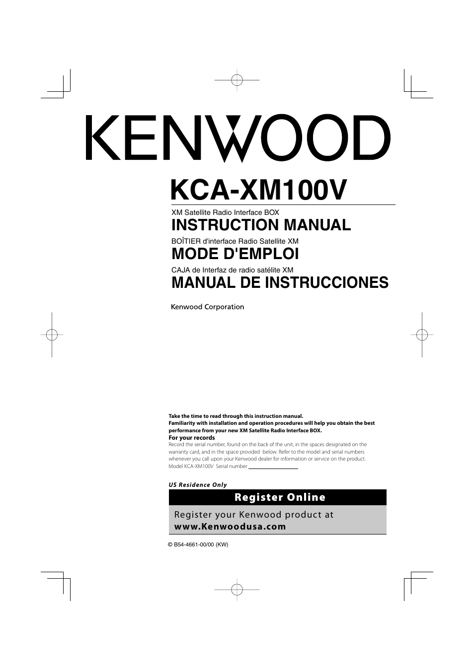 Kenwood KCA-XM100V User Manual | 16 pages