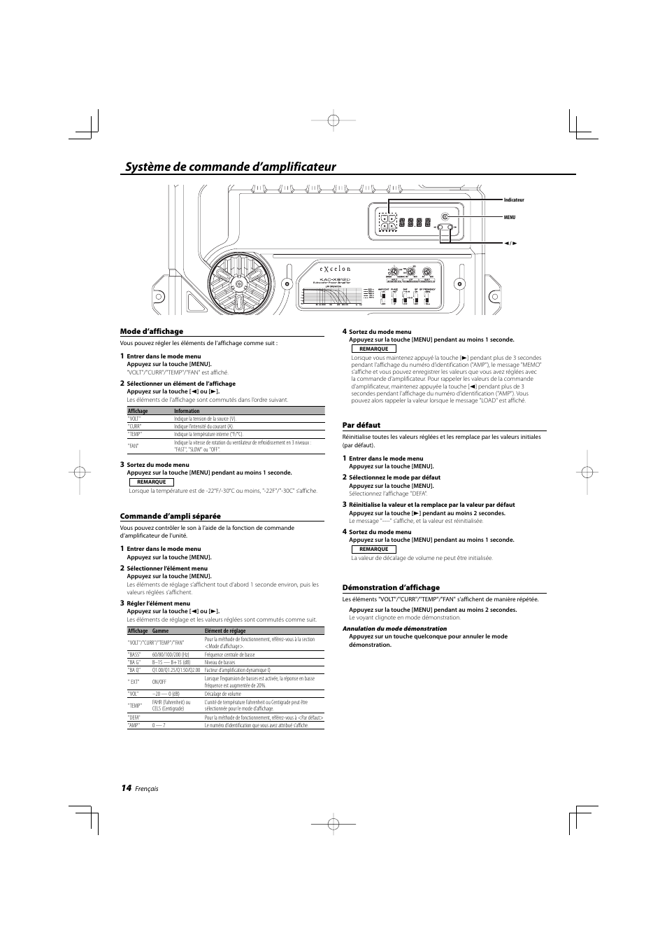 Système de commande d’amplificateur | Kenwood KAC-X812D User Manual | Page 14 / 28