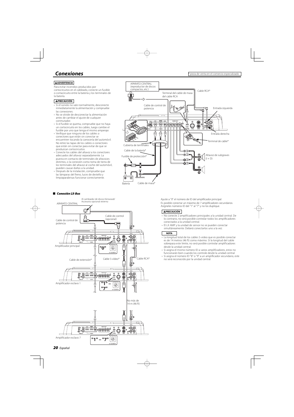 Conexiones | Kenwood KAC-X812D User Manual | Page 20 / 28