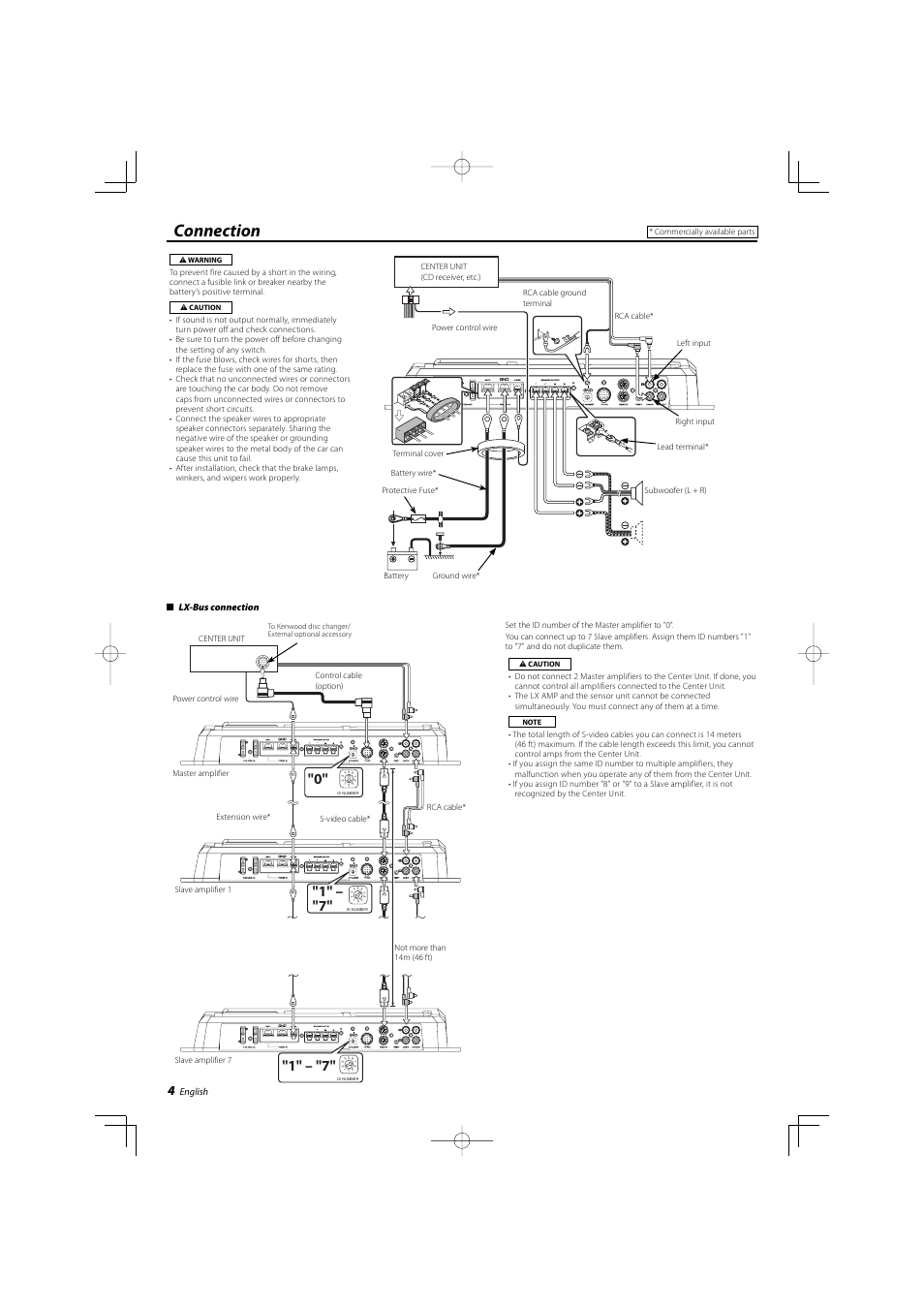 Connection | Kenwood KAC-X812D User Manual | Page 4 / 28