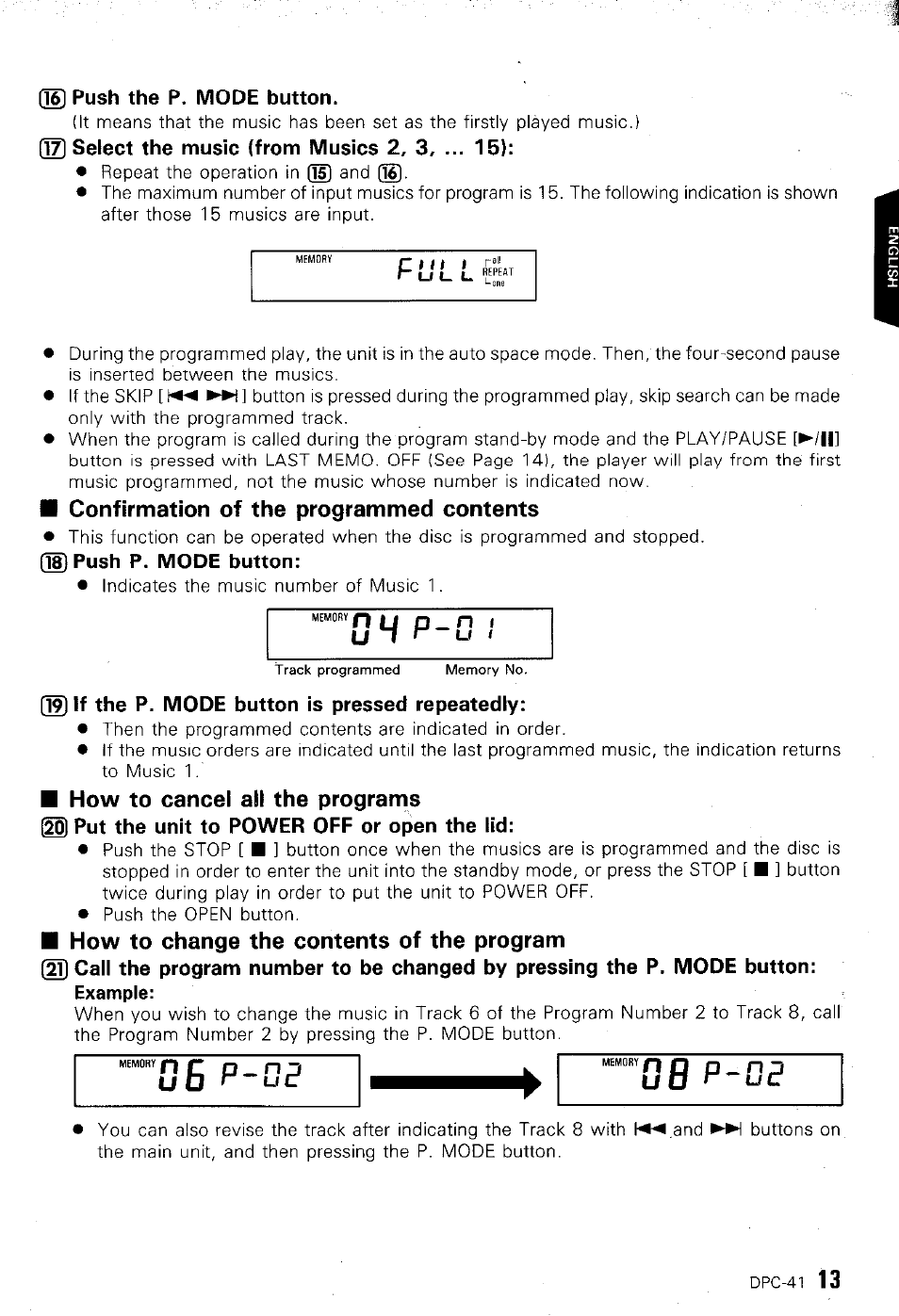 C> ii i ru u u, O h p - a | Kenwood DPC-41 User Manual | Page 13 / 15