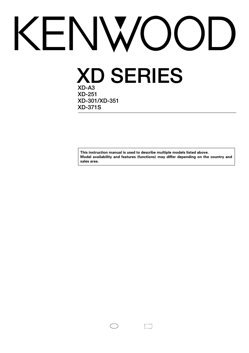 Kenwood XD-351 User Manual | 32 pages