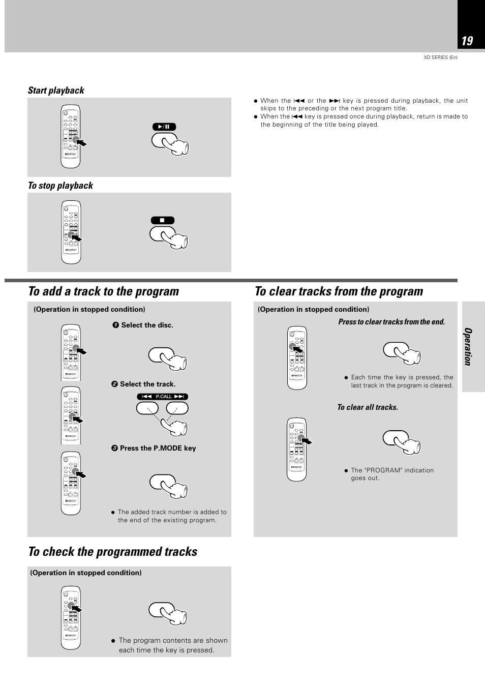 Operation start playback to stop playback | Kenwood XD-351 User Manual | Page 19 / 32