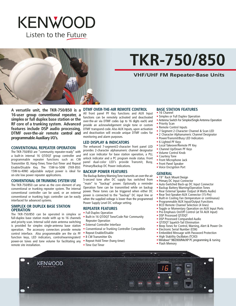 Kenwood TKR-750 User Manual | 2 pages